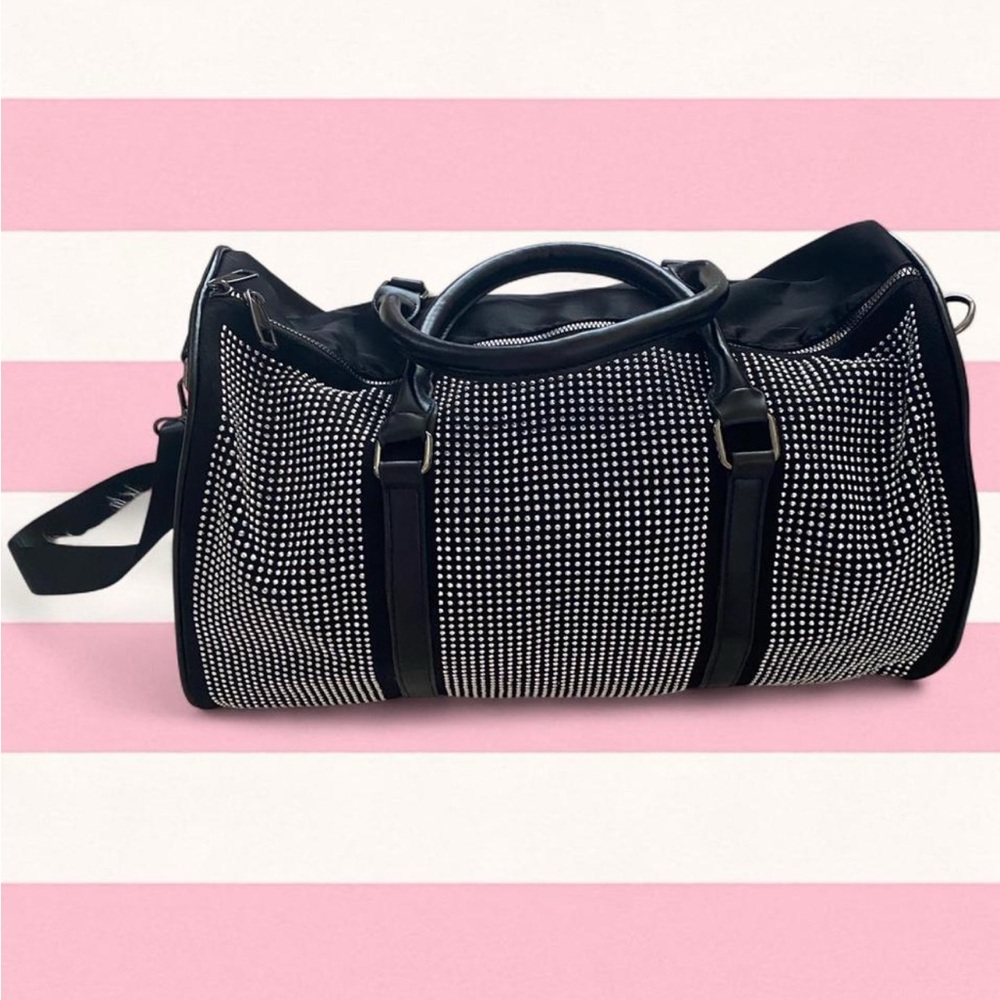 Nordstrom Stylish Black and White Studded Travel Bag Gym Bag Carryon Handbag